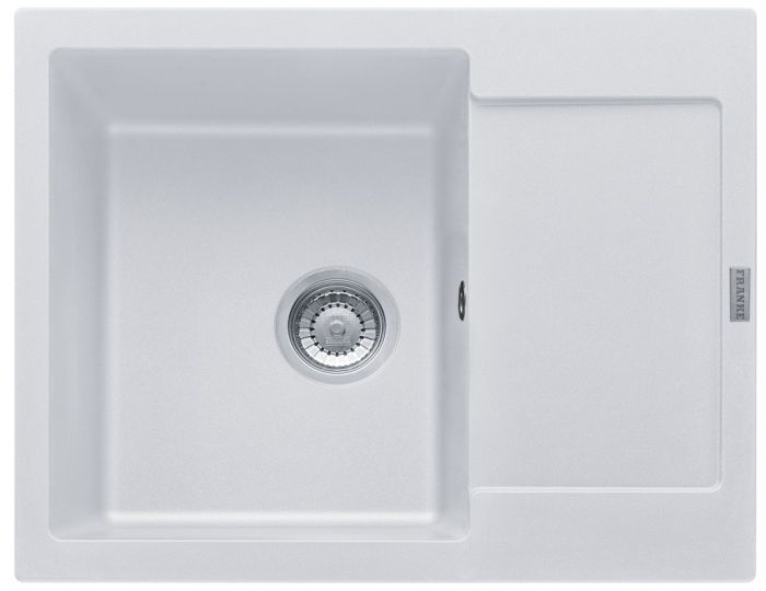 Мийка кухонна Franke Maris, фраграніт, прямокутник, з крилом, 620х500х200мм, чаша - 1, врізна, MRG 611-62, білий