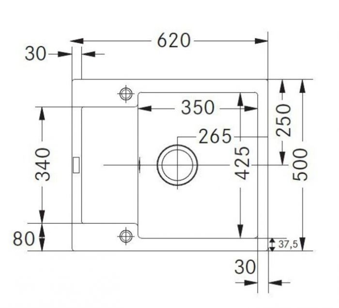 Мийка кухонна Franke Maris, фраграніт, прямокутник, з крилом, 620х500х200мм, чаша - 1, врізна, MRG 611-62, сахара