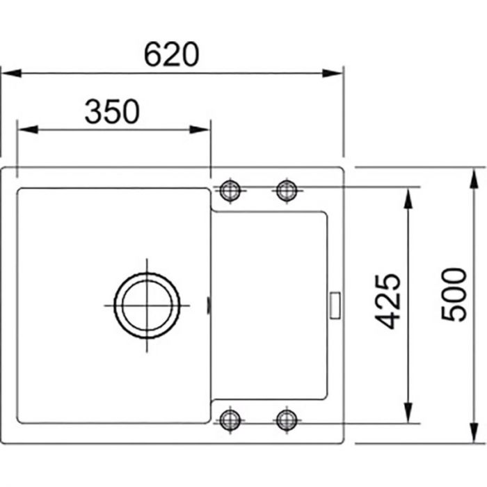 Мийка кухонна Franke Maris, фраграніт, прямокутник, з крилом, 620х500х200мм, чаша - 1, врізна, MRG 611-62, сірий камінь