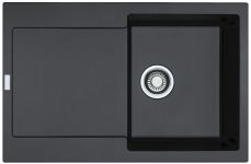 Мийка кухонна Franke Centro, фраграніт, прямокутник, з крилом, 780х500х200мм, чаша - 1, врізна, CNG 611-78 XL, чорний матовий