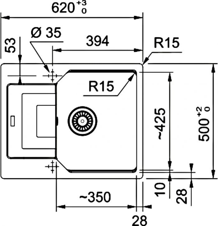 Мийка кухонна Franke Urban, фраграніт, прямокутник, з крилом, 780х500х220мм, чаша - 1, врізна, оборотна, UBG 611-78 XL, сірий сланець