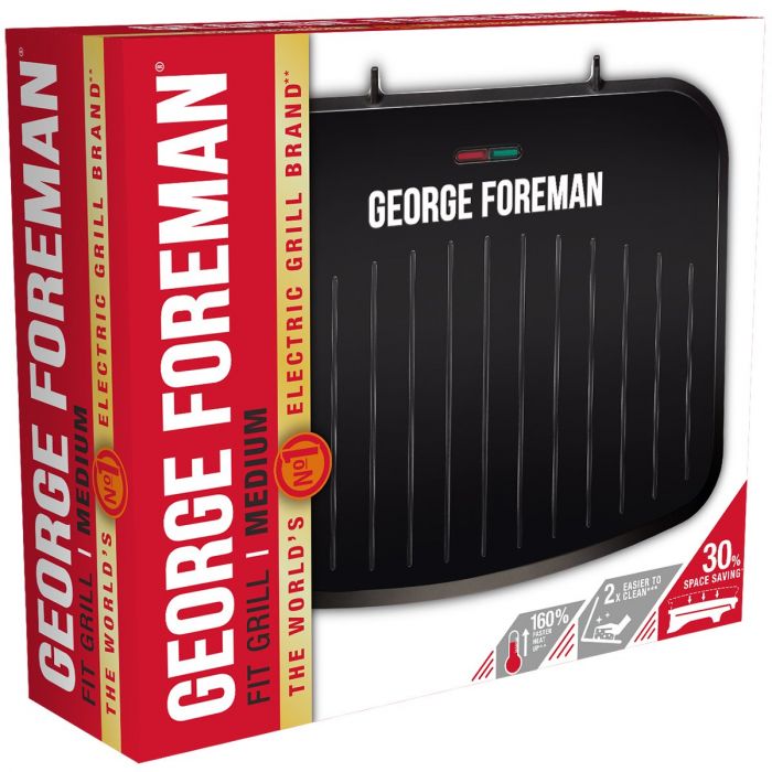 Гриль George Foreman прижимний Fit Grill Medium 1630Вт, темп. режимів-1, пластик, чорний