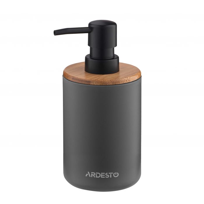 Набір для ванної кмінати Ardesto Minimalism 360мл, 3 предмети, поліпропілен, бамбук, сірий темний