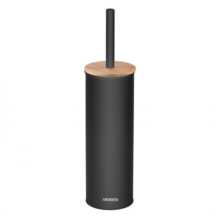 Набір щітка для унітазу з підставкою Ardesto Minimalism 9.5x27.5/38см, метал, поліпропілен, бамбук, чорний