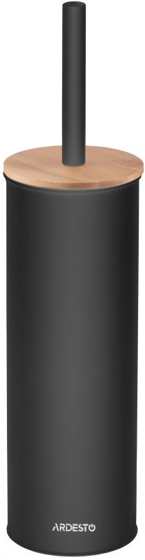 Набір щітка для унітазу з підставкою Ardesto Minimalism 9.5x27.5/38см, метал, поліпропілен, бамбук, чорний