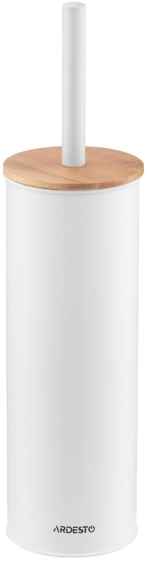 Набір щітка для унітазу з підставкою Ardesto Minimalism 9.5x27.5/38см, метал, поліпропілен, бамбук, білий