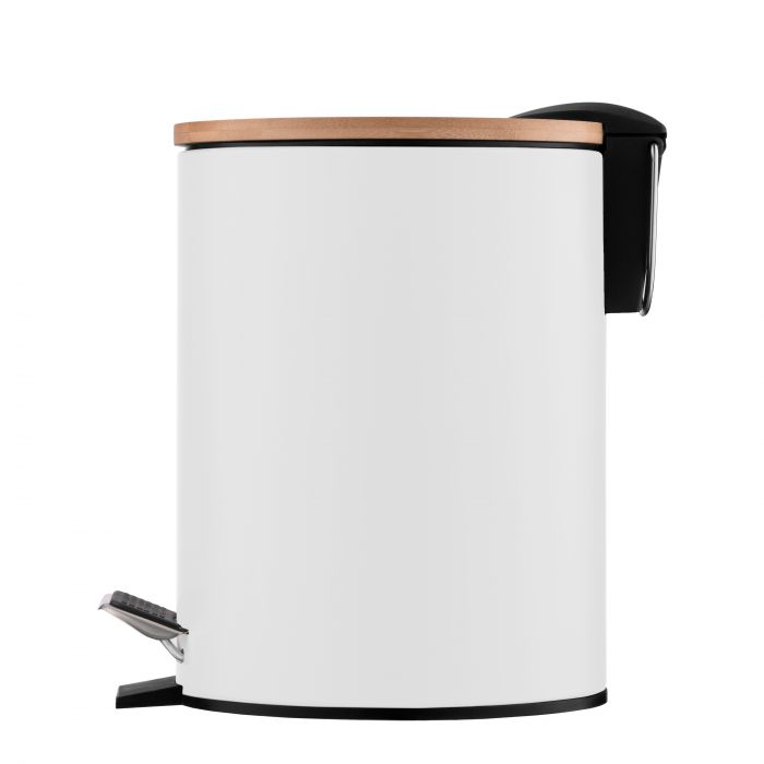 Відро для сміття Ardesto Minimalism з педаллю, 3л, метал, пластик, бамбук, білий