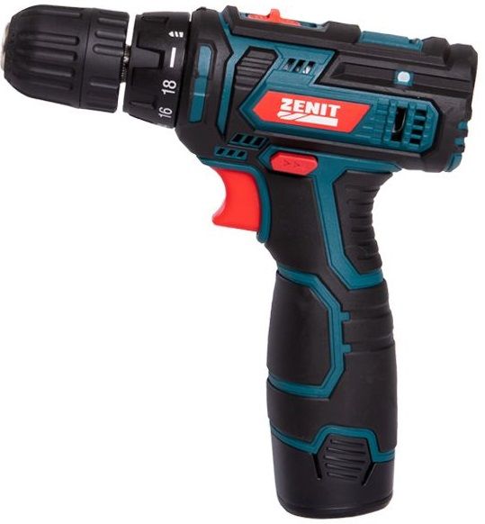 Шурупокрут-дриль акумуляторний Зеніт ЗША-12 Р2 Li 12В 2х1.3А·год 26Нм 400·1400об·хв 1кг