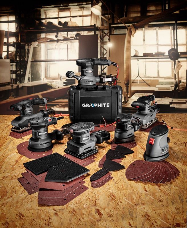 Шліфмашина вібраційна GRAPHITE Delta 105Вт платформа 140х140х97 24000кол·хв 0.87кг