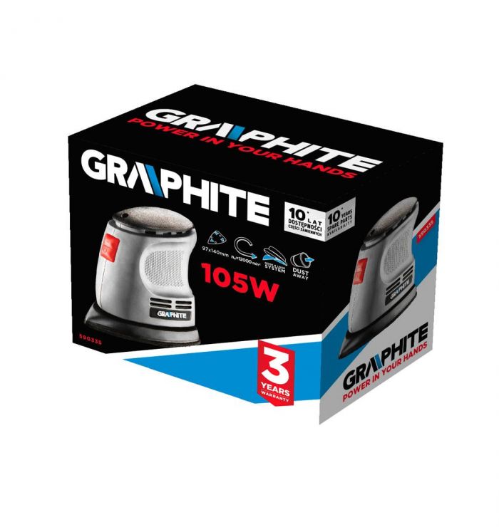 Шліфмашина вібраційна GRAPHITE Delta 105Вт платформа 140х140х97 24000кол·хв 0.87кг