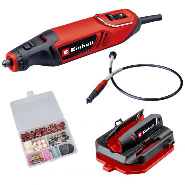 Шліфувально-гравірувальний пристрій Einhell TC-MT 150 E, 150 Вт, 10000-35000 об/хв, гнучкий вал, набір насадок, 0,56 кг