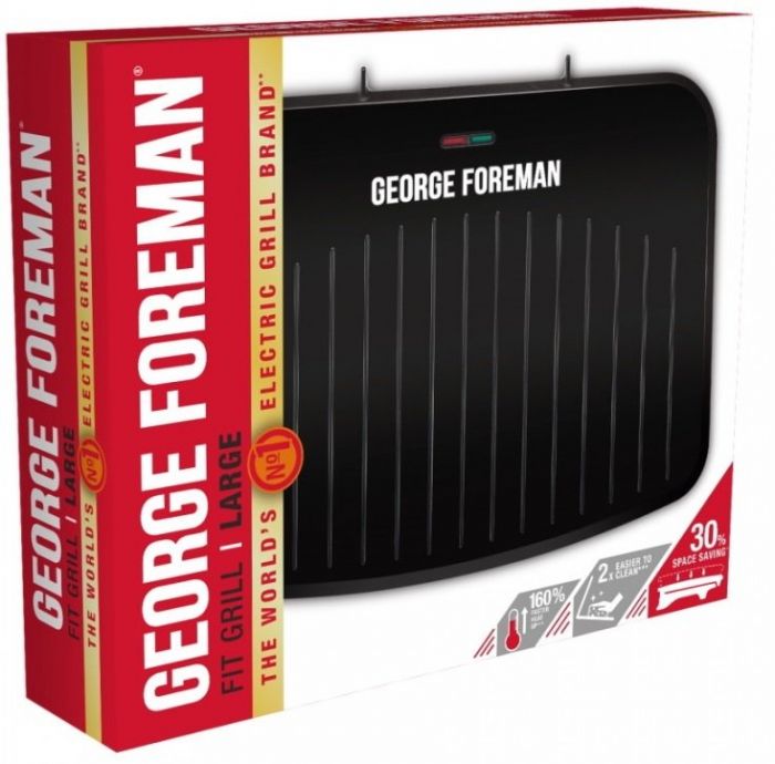 Гриль George Foreman прижимний Fit Grill Large 2400Вт, темп. режимів-1, пластик, чорний