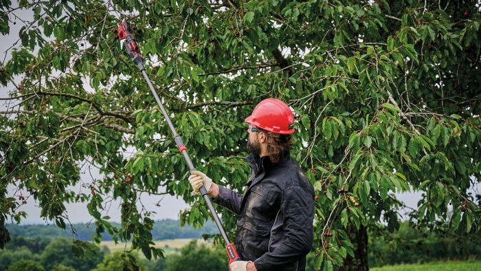 Секатор телескопічний акумуляторний Einhell GP-LS 18/28 Li T BL - Solo, PXC, 18В, безщітковий, товщ. 28/14 мм, сталь SK5, телескоп. ручка, 0.82 кг (без АКБ і ЗП)