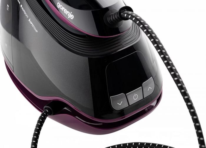 Праска-парогенератор Gorenje, 3000Вт, 1500мл, паровий удар -160гр, дисплей, керам. підошва, чорний