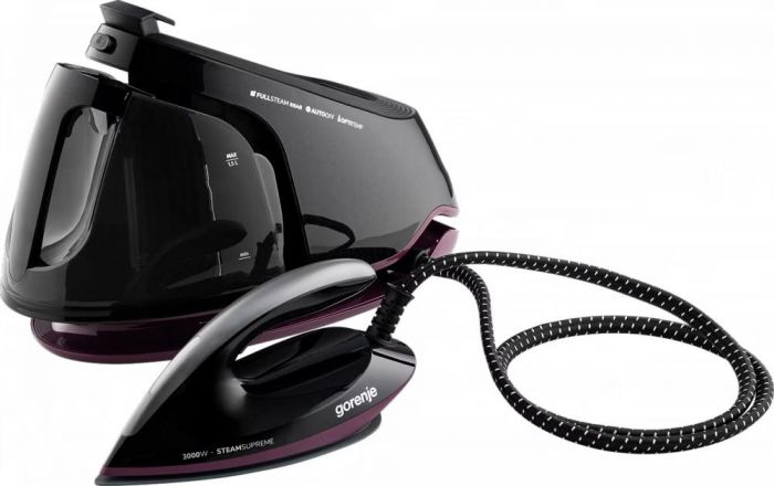 Праска-парогенератор Gorenje, 3000Вт, 1500мл, паровий удар -160гр, дисплей, керам. підошва, чорний