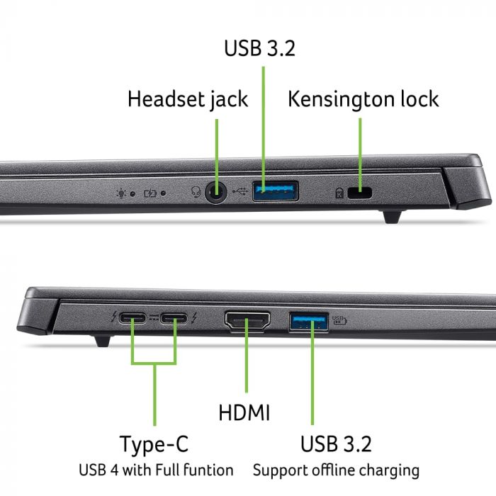 Ноутбук Acer Aspire 14 A14-52MT 14" WUXGA IPS Touch, Intel U7-258V, 32GB, F1TB, UMA, Win11, сірий