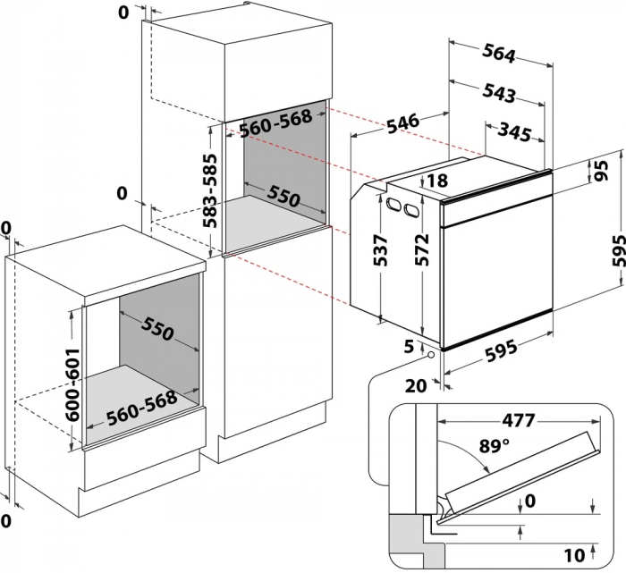 Духова шафа Whirlpool електрична, 73л, A+, дисплей, конвекція, телескопічні напрямні, чорний