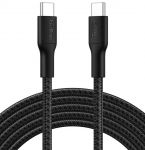 Кабель USB-C > USB-C заряджання/синхронізації Belkin 3м, 240Вт, Type-C, плетений, чорний