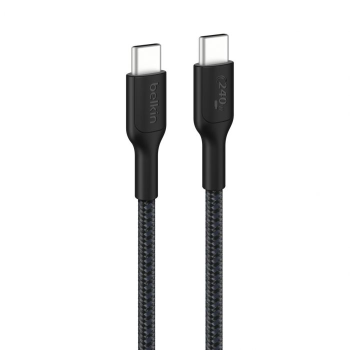 Кабель USB-C > USB-C заряджання/синхронізації Belkin 1м, 240Вт, Type-C, плетений, чорний