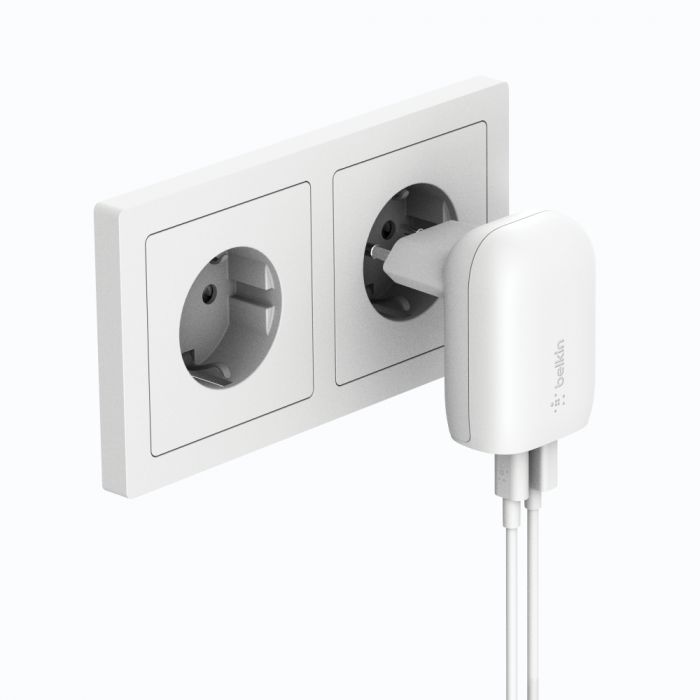 Зарядний пристрій мережевий Belkin 37Вт USB-C PD PPS 25Вт, USB-A 12Вт, білий