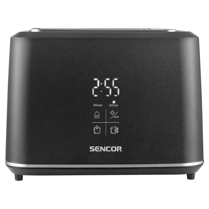 Тостер Sencor 1080Вт, підігрів, розморожування, сенс. керування, LED, пластик, чорний