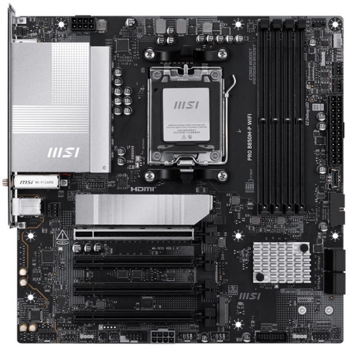 Материнcька плата MSI PRO B850M-P WIFI sAM5 B850 4xDDR5 M.2 HDMI DP WiFi BT mATX