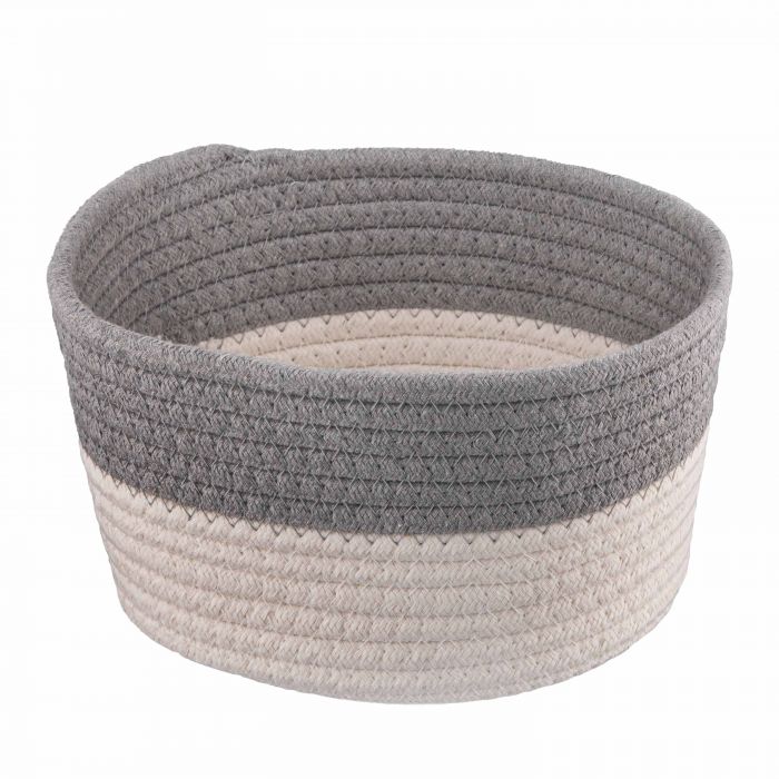 Кошик плетений для зберігання Ardesto Vigor 3.5л, бавовняний шпагат, сірий, білий