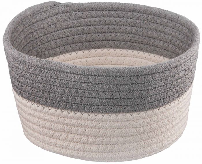 Кошик плетений для зберігання Ardesto Vigor 3.5л, бавовняний шпагат, сірий, білий