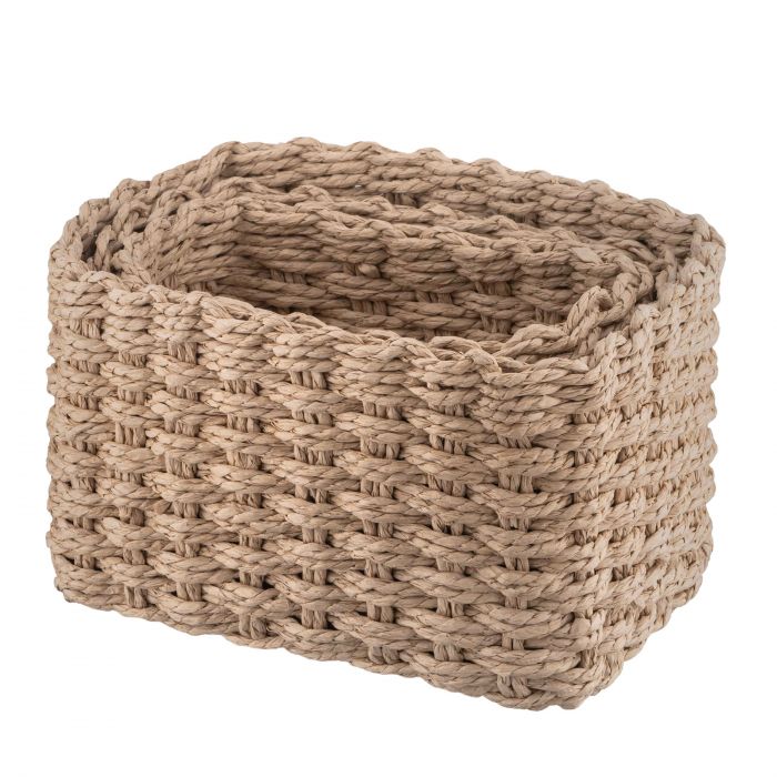 Набір кошиків плетених для зберігання Ardesto Prestigio (3.3/2.2/1.4л), 3 предмети, паперовий шпагат, бежевий