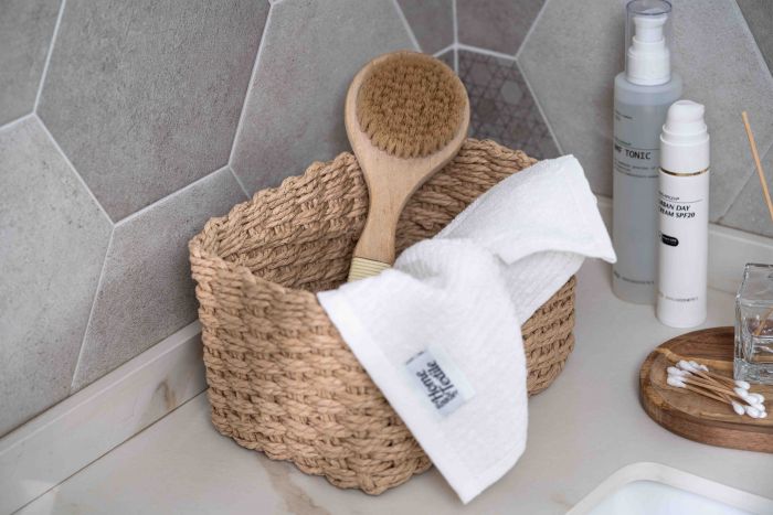 Набір кошиків плетених для зберігання Ardesto Prestigio (3.3/2.2/1.4л), 3 предмети, паперовий шпагат, бежевий