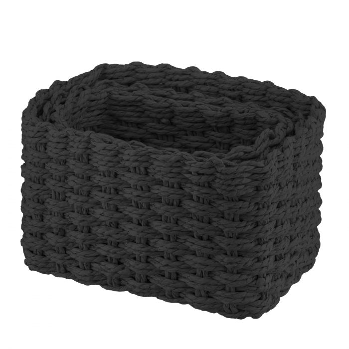 Набір кошиків плетених для зберігання Ardesto Prestigio (3.3/2.2/1.4л), 3 предмети, паперовий шпагат, чорний