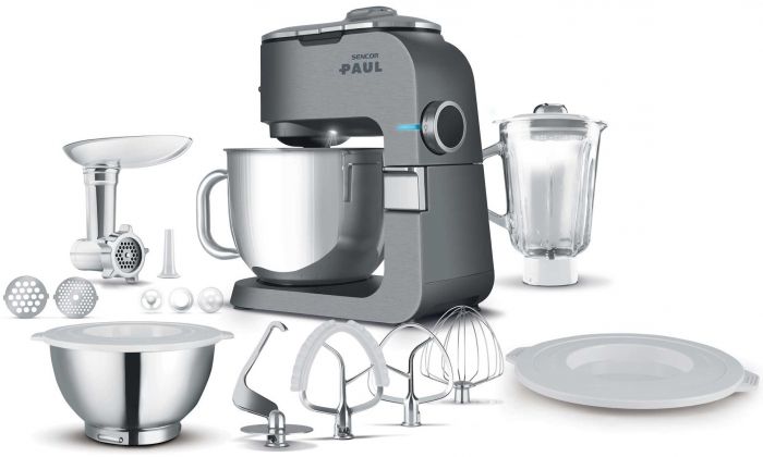 Кухонна машина Sencor Paul 1 1700Вт, чаша-метал, корпус-метал/пластик, насадок-12, метал