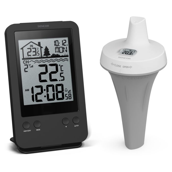 Метеостанція для басейну Sencor, внутр/зовн вимірювання, AAx2+AAx2, темп-ра, чорний