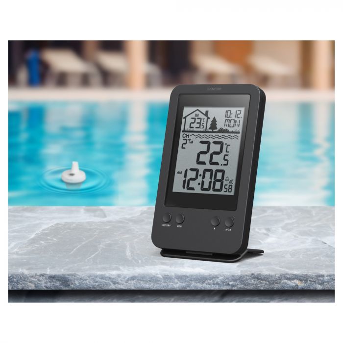 Метеостанція для басейну Sencor, внутр/зовн вимірювання, AAx2+AAx2, темп-ра, чорний