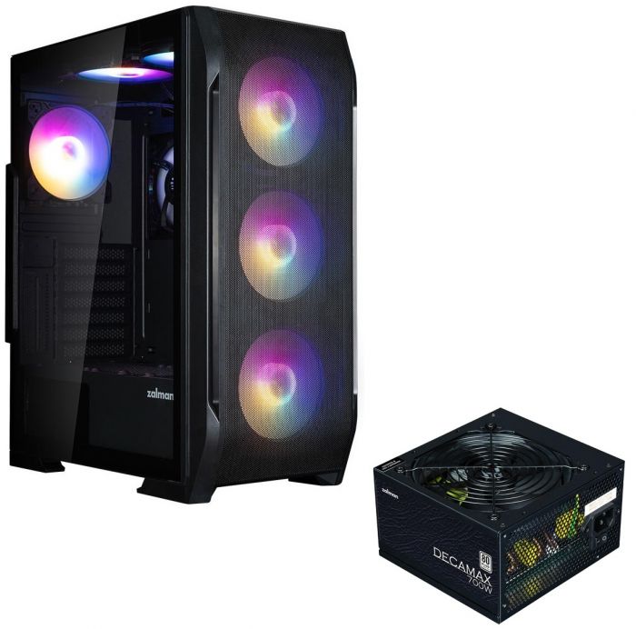 Корпус Zalman N7PLUSV2 з БЖ ZM700-LX3  1xUSB3.0, 2xUSB2.0, 6x120мм Rainbow RGB, 1x120мм, VGA 340мм, LCS ready, TG Side Window, ATX, чорний