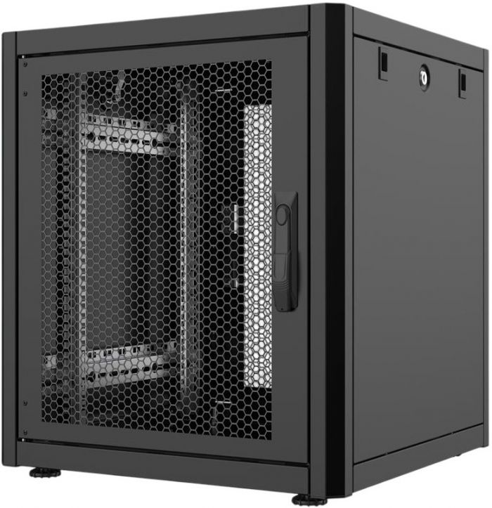 Шафа MIRSAN 19", 20U, GTN, перфоровані двері, 600x600 мм, максимально 1000 кг, чорна