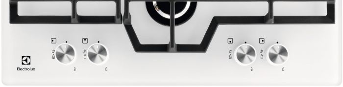 Варильна поверхня Electrolux газова на склі, 60см, чавун, білий