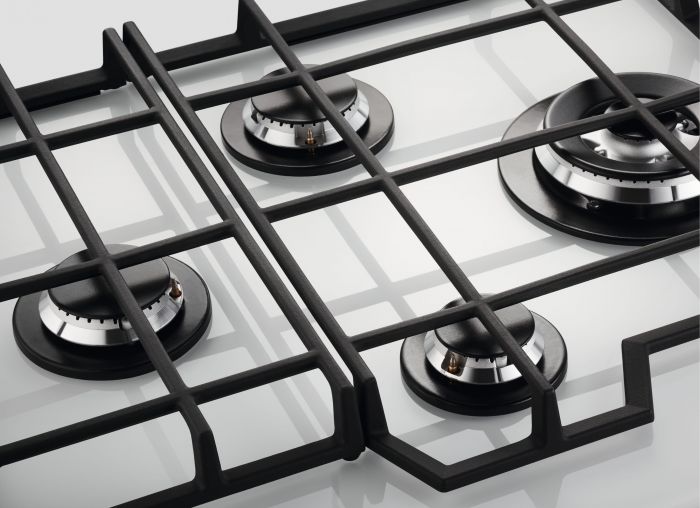 Варильна поверхня Electrolux газова на склі, 60см, чавун, білий