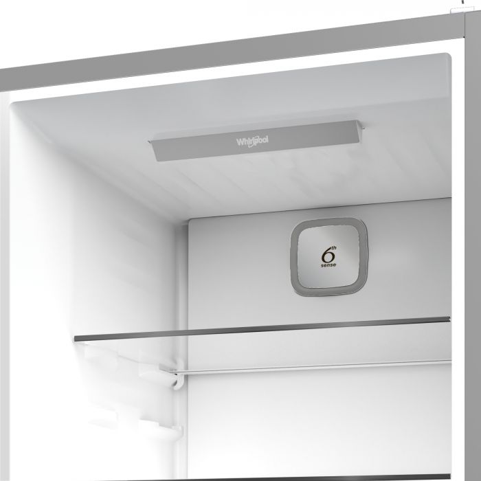 Холодильник Whirlpool з нижн. мороз., 186.5x60х66.3, холод.відд.-210л, мороз.відд.-104л, 2дв., А++, NF, дисплей, інв., зона нульова, нерж