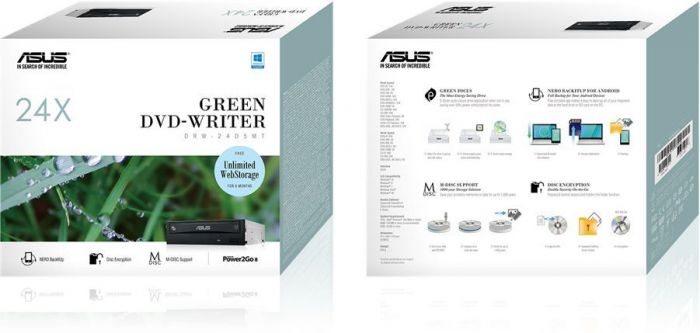 Привід оптичний внутрішній ASUS X Multi DRW-24D5MT/BLK/B/GEN DVD+-R/RW burner M-DISC SATA чорний Bulk Without ASUS logo