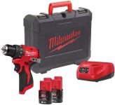 Шурупокрут-дриль акумуляторний Milwaukee M12 BLDDRC-202C 12В 2х2А·год 40Нм 0-550-1700об·хв ЗП C12C кейс 1.2кг