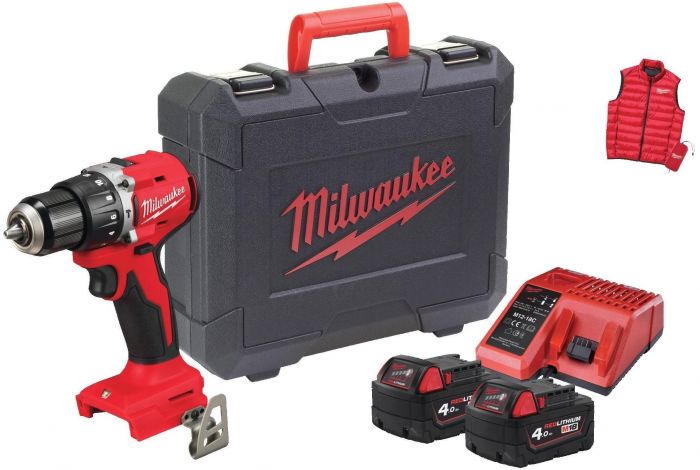 Шурупокрут-дриль акумуляторний Milwaukee BLPDRC-402С 18В 2х4А·год 60Нм 0·1700об·хв ЗП M12-18C жилет кейс 1.5кг