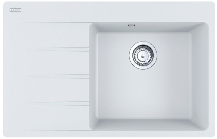 Мийка кухонна Franke Centro, фраграніт, прямокутник, з крилом зліва, 780х500х200мм, чаша - 1, врізна, CNG 611-78 TL, білий