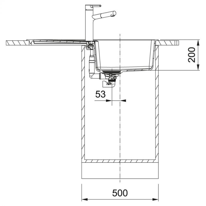 Мийка кухонна Franke Centro, фраграніт, прямокутник, з крилом, 860х500х200мм, чаша - 1, врізна, оборотна, CNG 611-86, чорний матовий