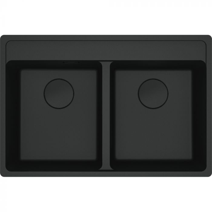 Мийка кухонна Franke Maris, фраграніт, прямокутник, без крила, 760х510х200мм, чаша - 2, врізна, MRG 620 TL, чорний матовий