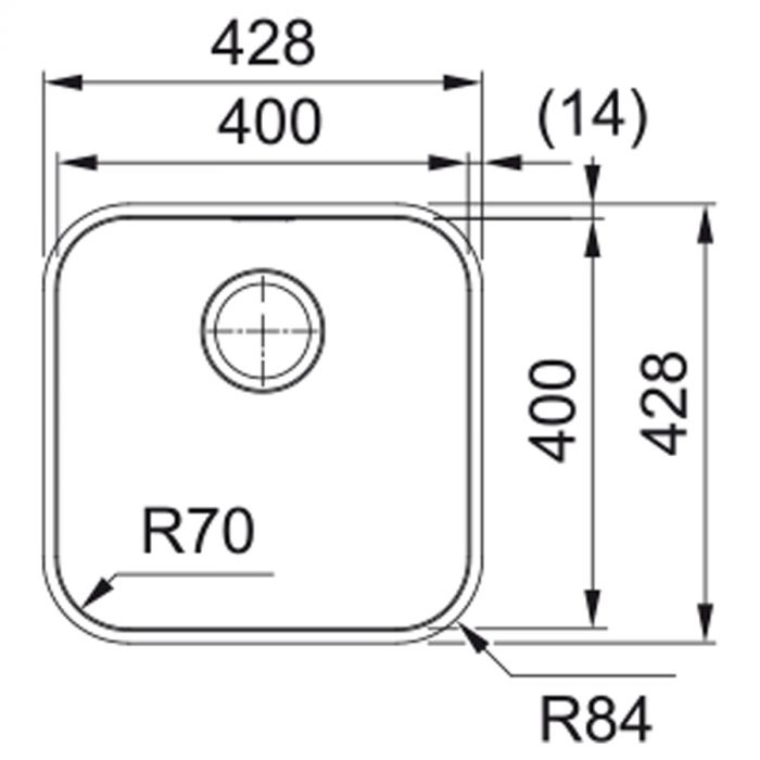 Мийка кухонна Franke Smart, нерж.сталь, квадрат, без крила, 399х399мм, чаша - 1, монтаж під стільницю, SRX 110-40, нерж поліров.