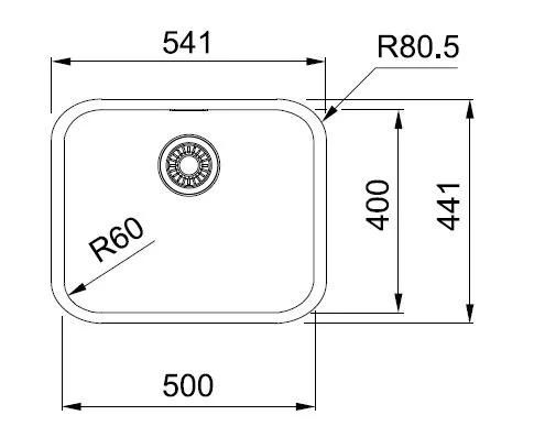 Мийка кухонна Franke Smart, нерж.сталь, прямокутник, без крила, 500х400мм, чаша - 1, монтаж під стільницю, SRX 110-50, нерж поліров.
