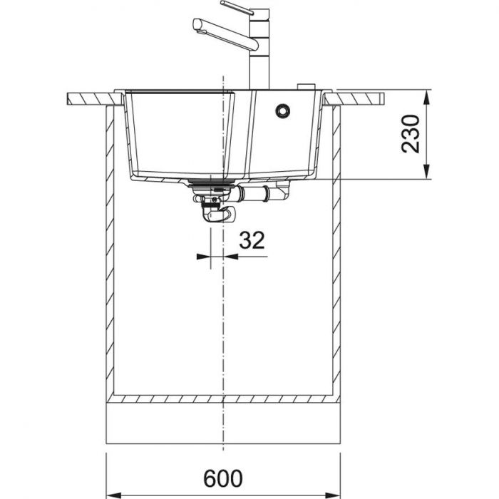 Мийка кухонна Franke Urban, фраграніт, прямокутник, без крила, 503х425х230мм, чаша - 1, врізна, UBG 610-56, чорний матовий