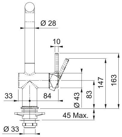 Змішувач для кухні Franke Active L, довж.виливу - 236мм, поворотний, 1важіль, сірий сланець