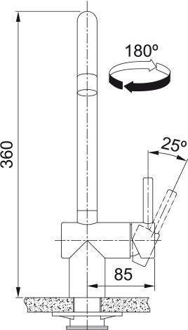 Змішувач для кухні Franke Atlas Neo J, довж.виливу - 183мм, поворотний, 1+аератор, нерж